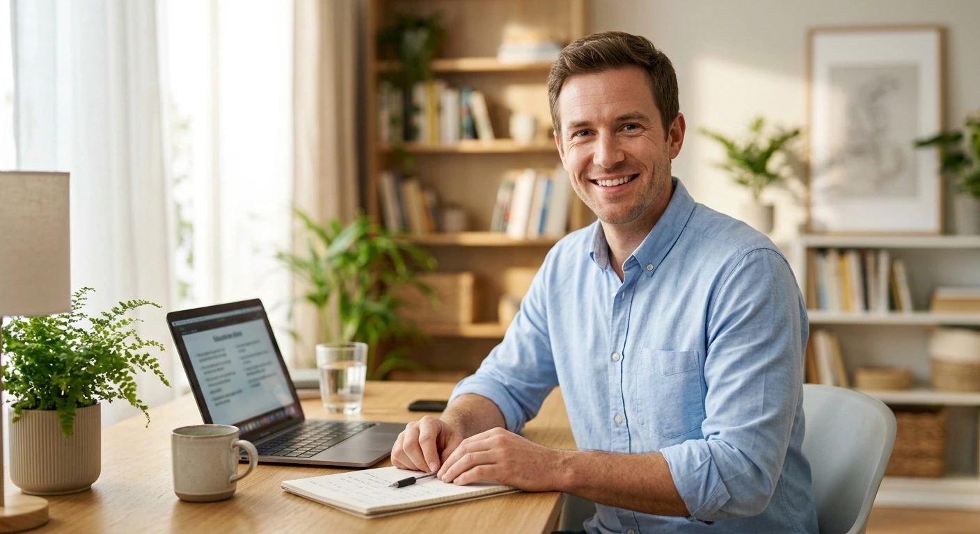 Brice, founder of MyTeacher, preparing a lesson