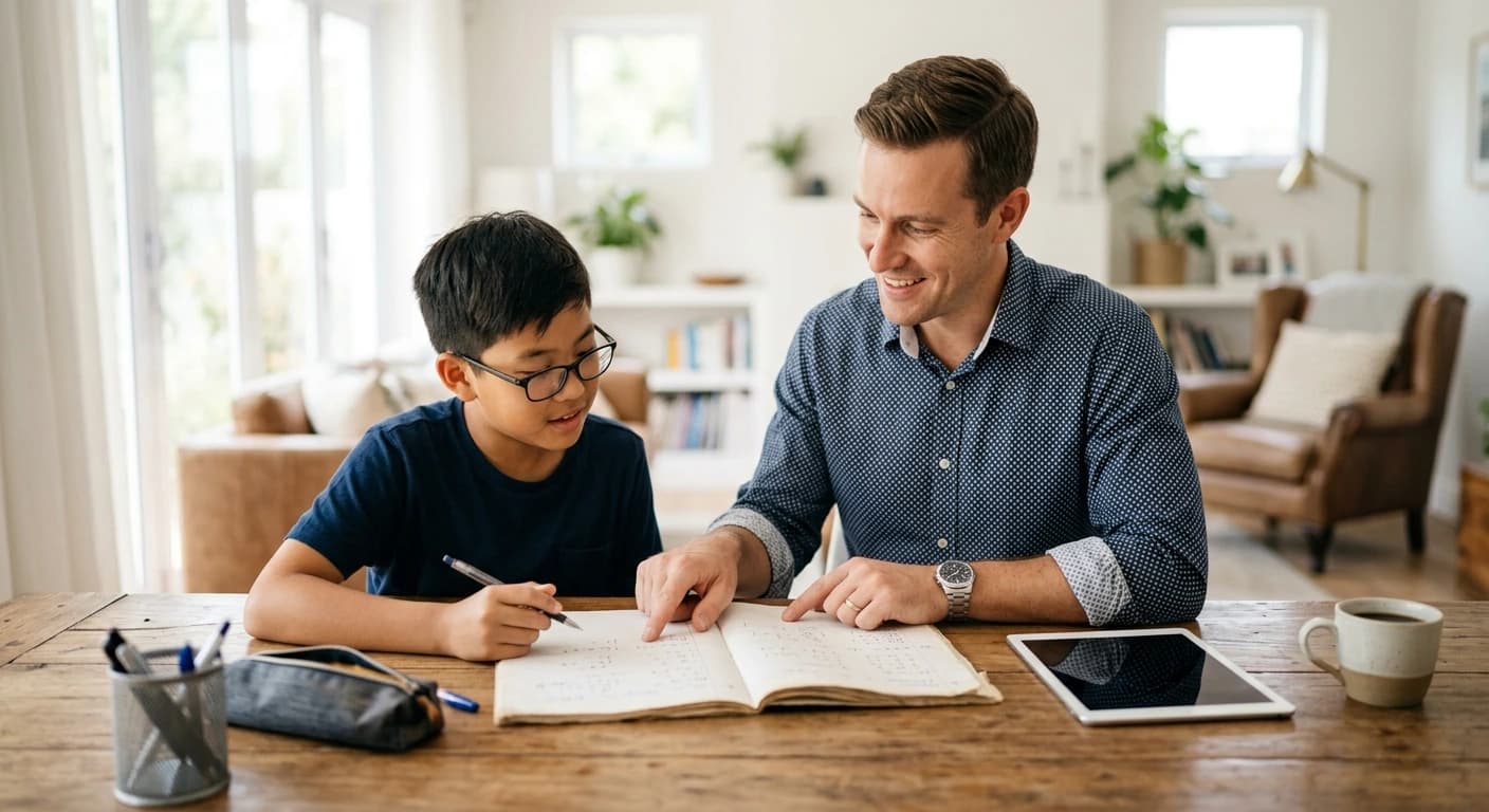 A teacher giving a private lesson to a child in Dubai